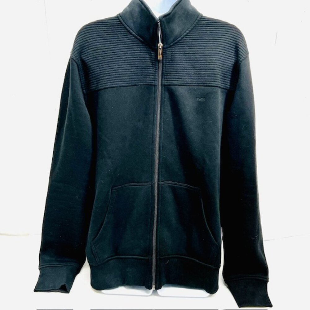 Men's MICHAEL KORS Core Sweater Jacket  Black Sz L  Full zipper (34